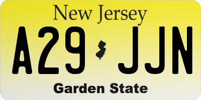 NJ license plate A29JJN