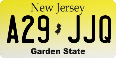 NJ license plate A29JJQ
