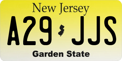 NJ license plate A29JJS