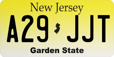 NJ license plate A29JJT