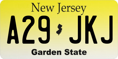 NJ license plate A29JKJ