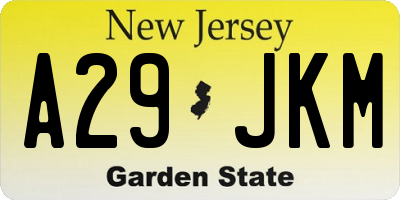 NJ license plate A29JKM