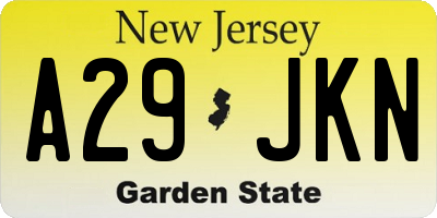 NJ license plate A29JKN