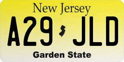 NJ license plate A29JLD