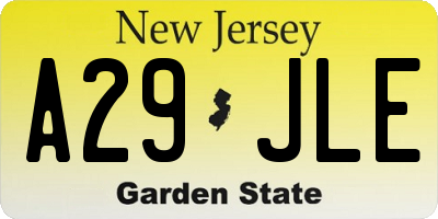 NJ license plate A29JLE