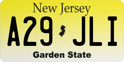 NJ license plate A29JLI