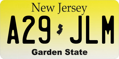 NJ license plate A29JLM