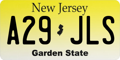 NJ license plate A29JLS