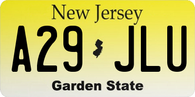 NJ license plate A29JLU