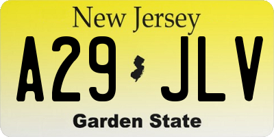 NJ license plate A29JLV