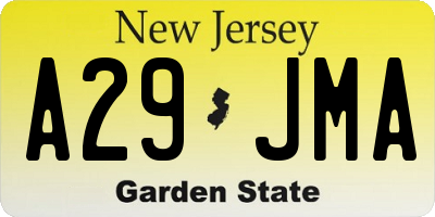 NJ license plate A29JMA