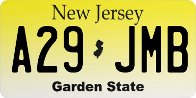 NJ license plate A29JMB