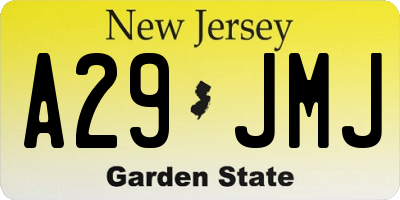 NJ license plate A29JMJ