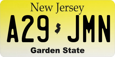 NJ license plate A29JMN