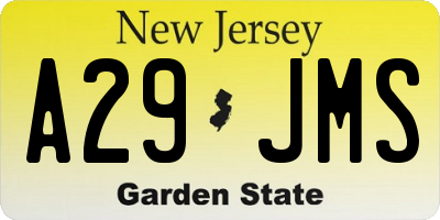 NJ license plate A29JMS