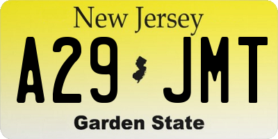 NJ license plate A29JMT