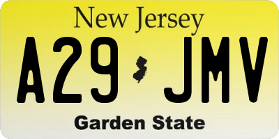 NJ license plate A29JMV