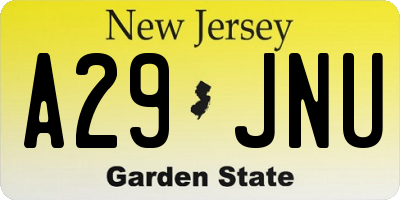 NJ license plate A29JNU