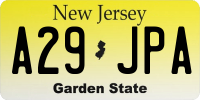 NJ license plate A29JPA