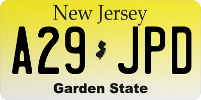 NJ license plate A29JPD