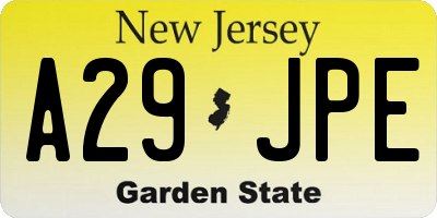 NJ license plate A29JPE