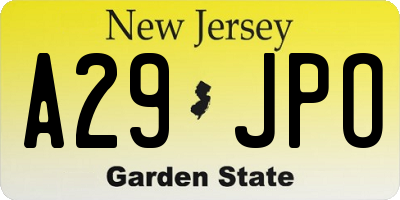 NJ license plate A29JPO