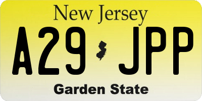 NJ license plate A29JPP