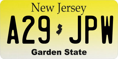 NJ license plate A29JPW