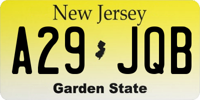 NJ license plate A29JQB