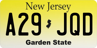 NJ license plate A29JQD