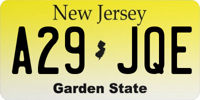 NJ license plate A29JQE