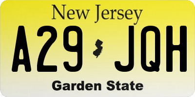 NJ license plate A29JQH