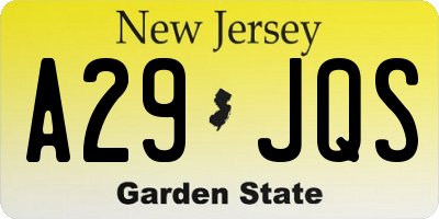 NJ license plate A29JQS