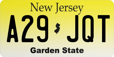 NJ license plate A29JQT