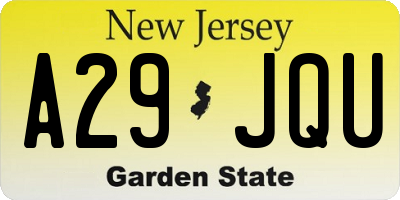 NJ license plate A29JQU