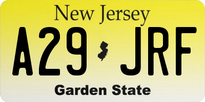 NJ license plate A29JRF