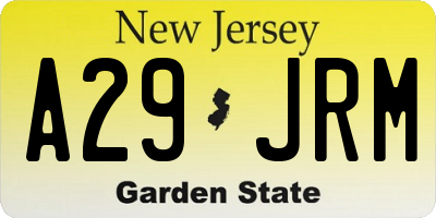 NJ license plate A29JRM