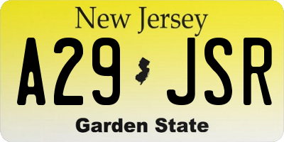 NJ license plate A29JSR