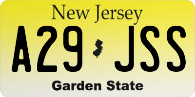 NJ license plate A29JSS