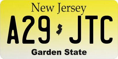 NJ license plate A29JTC