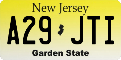 NJ license plate A29JTI