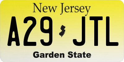 NJ license plate A29JTL