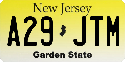 NJ license plate A29JTM