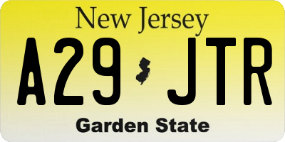 NJ license plate A29JTR