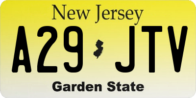NJ license plate A29JTV