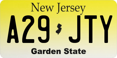 NJ license plate A29JTY