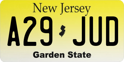 NJ license plate A29JUD