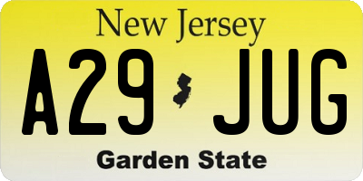NJ license plate A29JUG