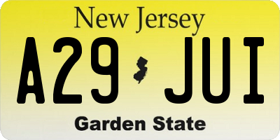 NJ license plate A29JUI
