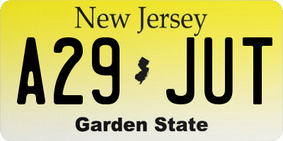 NJ license plate A29JUT